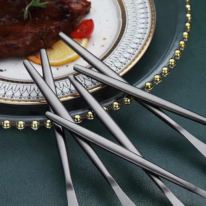 HOMQUEN Dinner Knives 6 Piece, Stainless Steel Matt Black Dinner Knife, Sturdy butter knife, Modern Design butter knives, Dishwasher Safe (Matt Black-8.9 Inch)