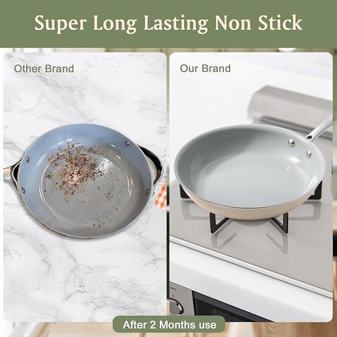 Nonstick Frying Pans Ceramic Skillet: 11 Inches Non Stick Egg Fry Pan - PFOA PTFE PFAs Free
