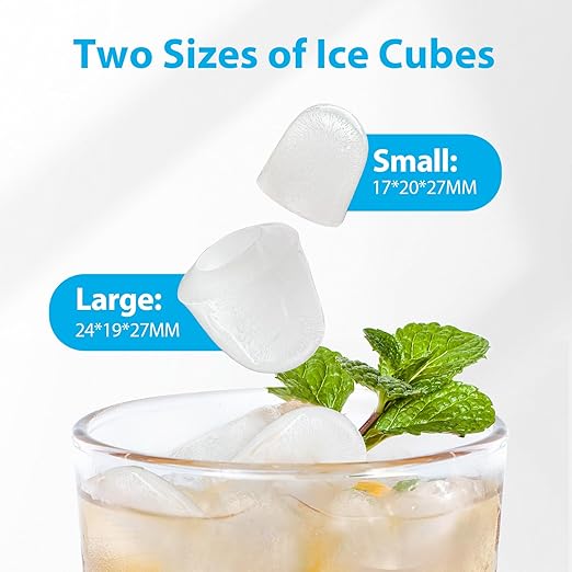 Aeitto Ice Makers Countertop, 26Lbs/24H Ice Machine with 2 Sizes of Bullet Ice, 9 Ice Cubes Ready in 6 Mins, Self-Cleaning Portable Ice Maker with Ice Scoop and Basket for Home Office Bar RV, White