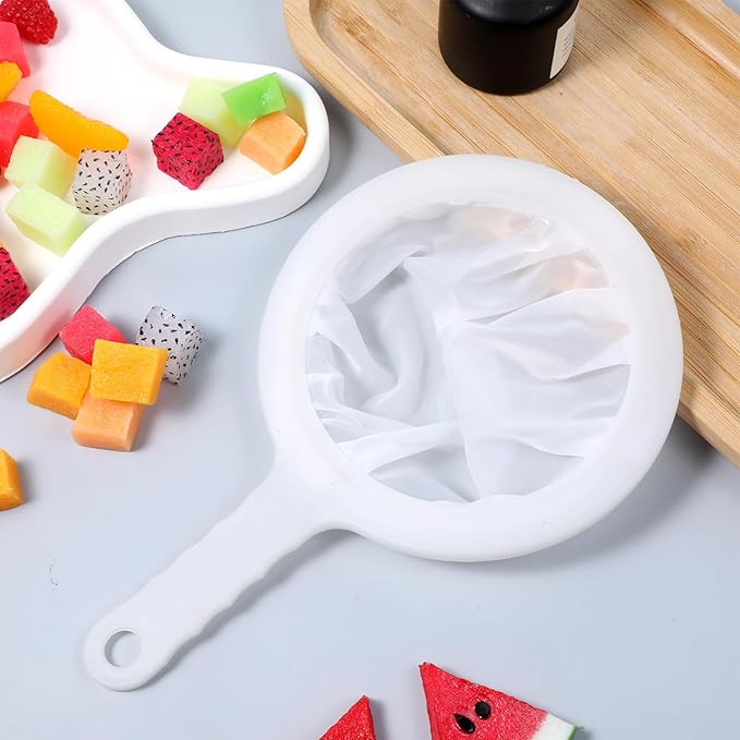Ultra-Fine Nylon Mesh Strainer 5.51 Inch, Plastic Sieve Fine Mesh with Handle, Kitchen Food Yogurt Mesh Sieve, Mini Brine Shrimp Separation for Filtering Juice Milk Soy Coffee Honey Wine (400 mesh)
