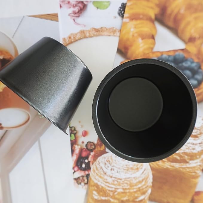 LoveDeal Popover Pans Nonstick 6 Packs, Individual Larger Muffin, Versatile Round Baking Cups for Popover, Muffins, Quiche, Tarts, Cupcakes, Pudding - Carbon Steel, Black