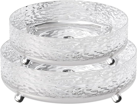 2 Pcs Lazy Susan Organizer, 9in &11in Elegant Lazy Susan Turntable Organizer, Modern Rotating Storage Organizer for Kitchen, Bathroom, Vanity, Countertop