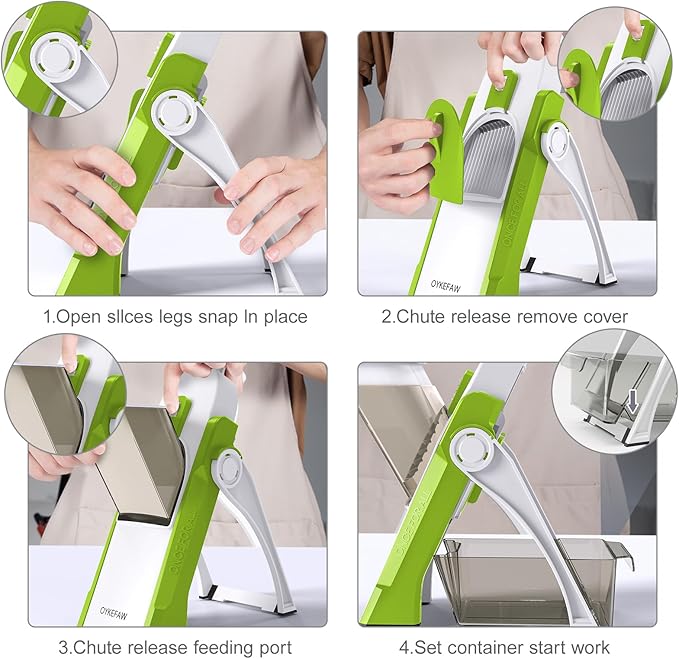 Safe Mandoline Slicer for Kitchen, 5 in 1 Vegetable Food Chopper, Potato French Fry Cutter, Fruit Slicer, Adjustable Thickness 0.1-8 mm, Kitchen Chopping Artifact Fast Meal Prep
