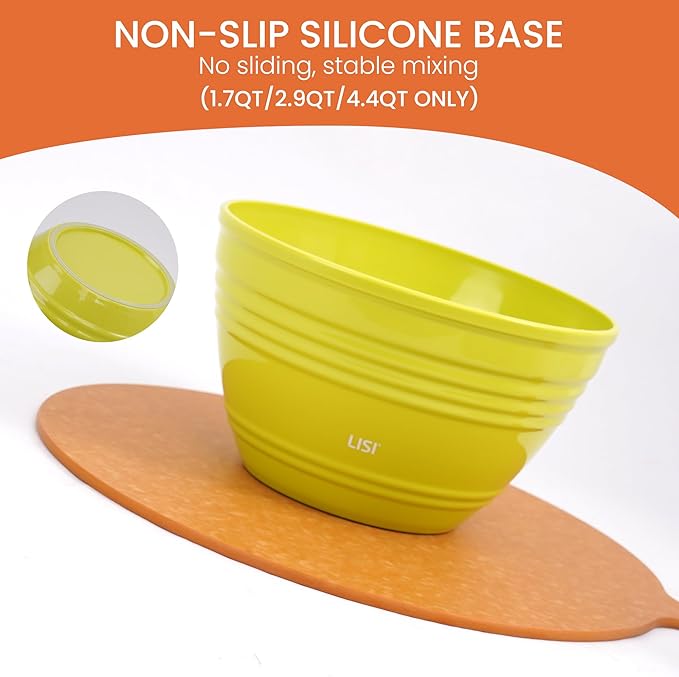 LISI 6 Pack Mixing Bowl Set with Lids, Plastic Bowls for Kitchen, Nesting Salad & Meal Prep Bowls, BPA-Free, Large Storage Bowl with Airtight Lids