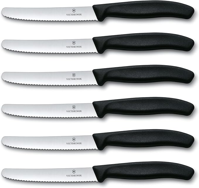 Victorinox 6.7833.6US1 sadf Swiss Classic 6-Piece Steak Knife Set, 4-1/2-Inch Serrated Blades with Round Tip, 4-Inch