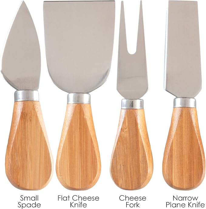 Totally Bamboo 4-Piece Cheese Tool Set, Charcuterie Board Accessories