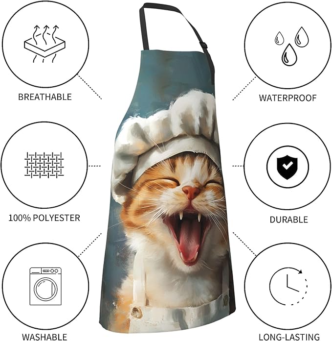 Apron with Pockets Aprons for Women Men Kitchen Chef Apron for Cooking Gardening Server Waitress Painting