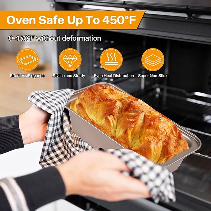 Spmarkt 2pack Loaf Pan, 10inch Banana Bread Pan, Non-Stick Banana Bread Pan, Stackable Bread Pans for Homemade Bread, 10x5inch Small Bread Pans for Baking