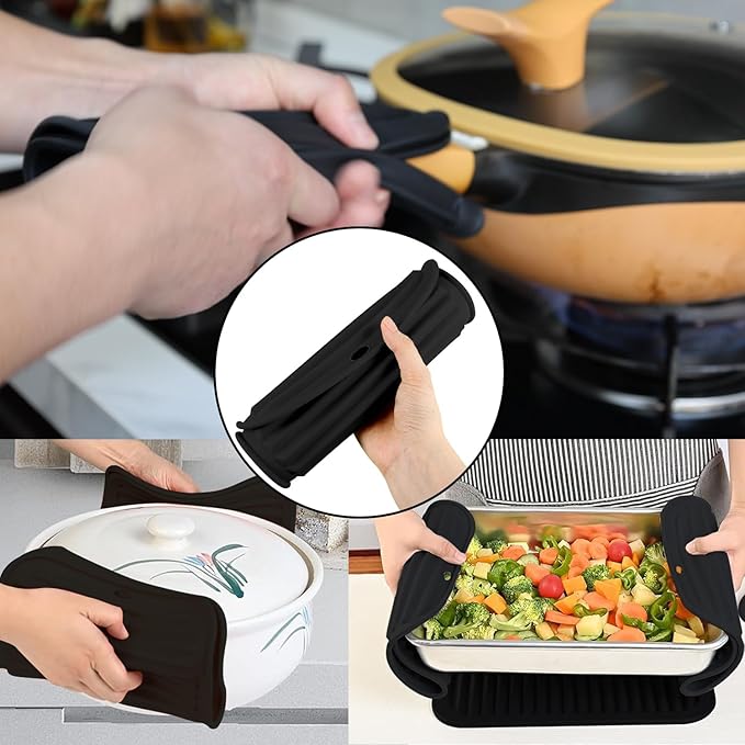 4 - Pack Multi - Purpose Silicone Mats | Heat Resistant Pot Holders for Kitchen | Non - Slip Hot Pads for Hot Pots, Pans & Quartz Countertops | Gray Kitchen Mats (Blue)