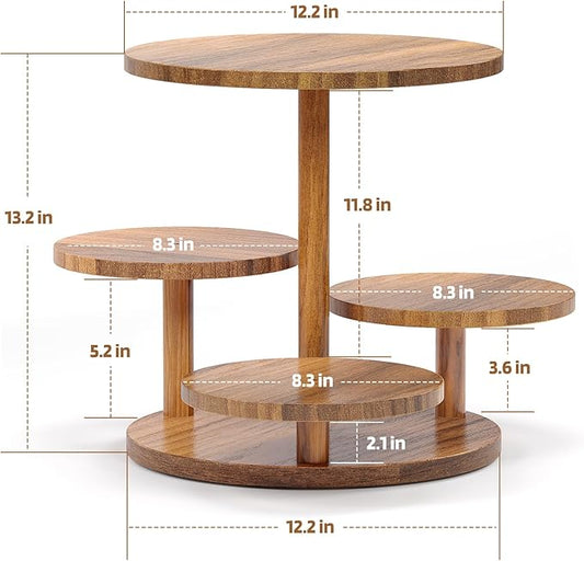 HURZMORO 4 Tier Cupcake Tower Stand for 50 Cupcakes,Wood Cake Stand with Tiered Tray Decor,Farmhouse Tiered Tray Decor,Cupcake Display for Birthday Graduation Baby Shower Tea Party (Albizia)