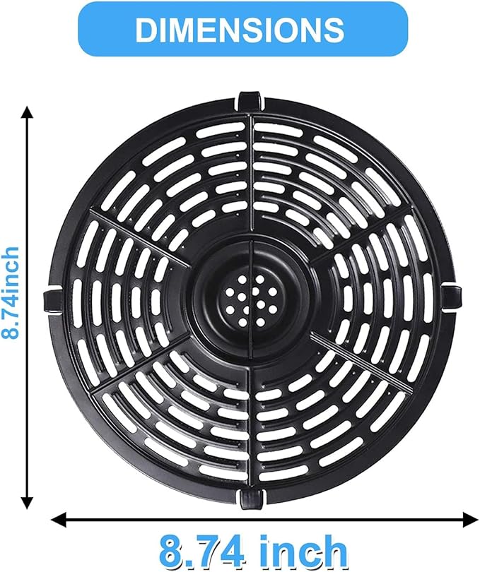 Grill Pan for Power XL 5QT Air fryer, 8.7'' 5QT Round Non-Stick Air Fryer Replacement Tray Rack Parts Accessories Crisper Plate Grill Plate, Dishwasher Safe