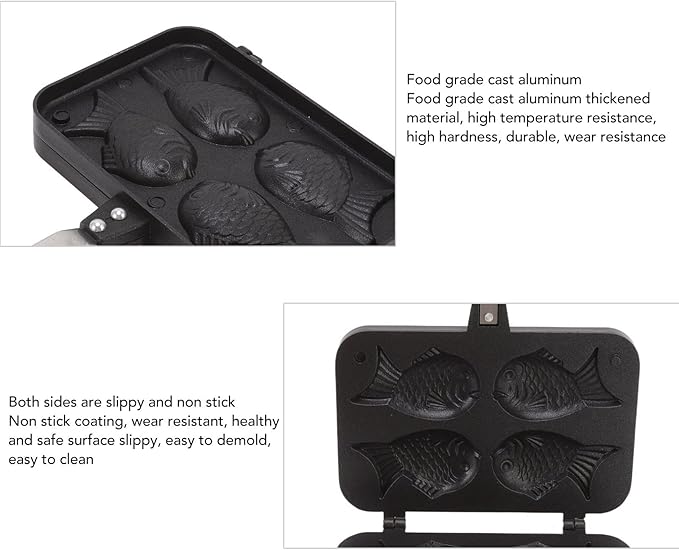 Taiyaki Fish Shape Cake Pan, Non Stick Waffle Cake Maker Pan with Long Handle Pancake Baking Double Pan Mold for Gas Stove Waffle Baking Mold for Home DIY Cooking Party