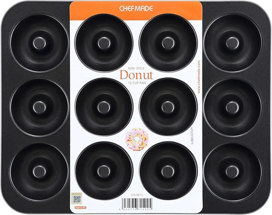 CHEFMADE Nonstick Donut Pan, 12 Cavity Ring Doughnut Baking Pan