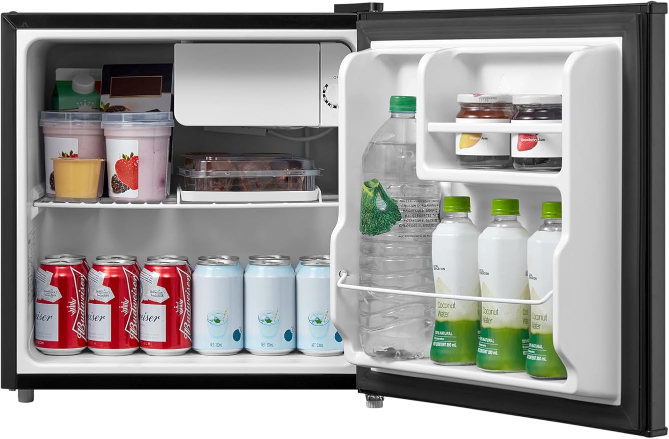 Midea WHS-65LB1 Compact Single Reversible Door Refrigerator, 1.6 Cubic Feet(0.045 Cubic Meter), Black