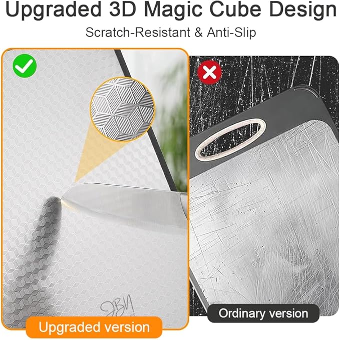 Titanium Cutting Board for Kitchen - Dual Sided Large Cutting Board with Titanium Surface & Wheat Straw PP Back, Dishwasher Safe, Includes Stainless Steel Finger Guard, Christmas Gift for Women & Mom