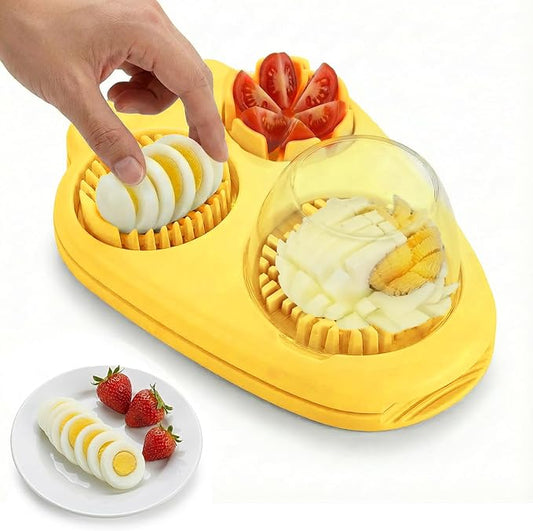 1 Pack Yellow Heavy Duty Egg Slicer with 3 Cutting Modes, Stainless Steel Egg Cutter for Hard Boiled Eggs, Mushroom, Strawberry, Grape, Kitchen Dicer Tool, Send Goods From Local Warehouse