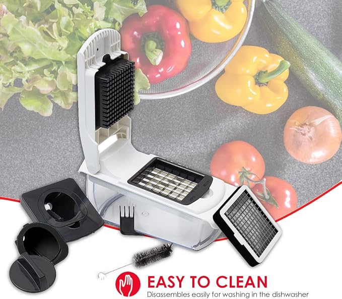 Home Basics Mandoline Slicer with Storage, White | 4 Blades for Grating, Cutting, Peeling and Julienne Slicing | Built In Chopping Lid | Easy to Wash | Makes Meal Prep Easy