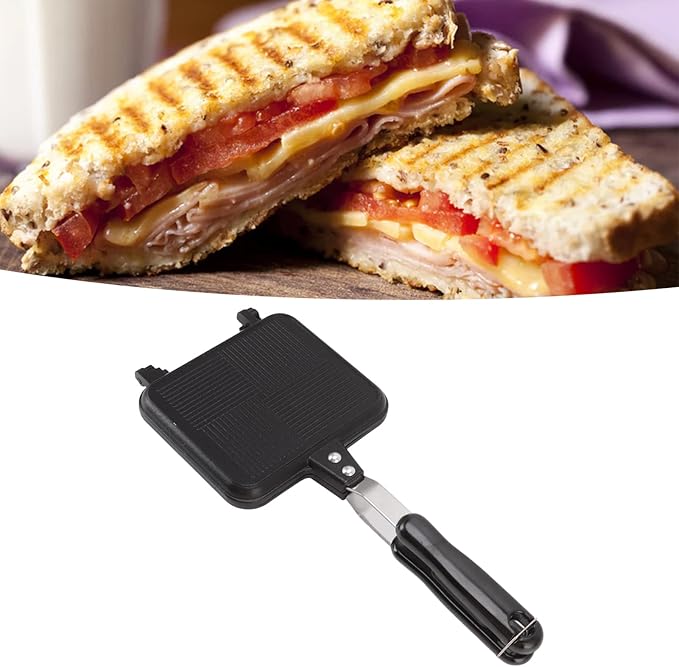 Sandwich Maker, Aluminum Sandwich Maker Pan for Stovetop Sandwich and Panini Maker Pan Non stick Grilled Cheese Maker with Long Handle Waffle Maker for Home Kitchen