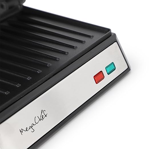 MegaChef Electric Dual Plate Non-Stick Panini Grill Contact Press and Drip Tray, Lightweight Compact Grill, Sandwich Maker