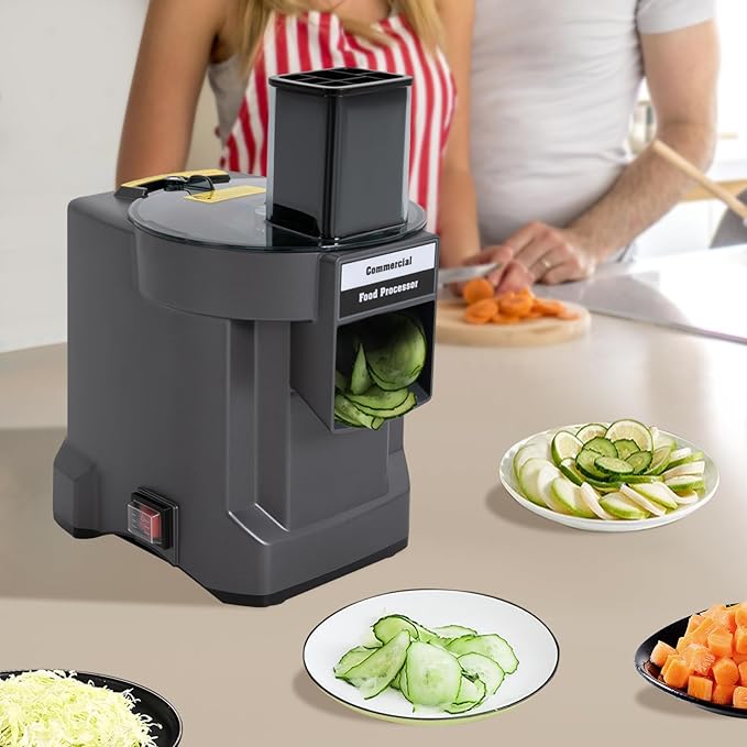 3-in-1 Commercial Electric Vegetable Processor, Electric Vegetable Slicer Shredder Dicer and Chopper, 110W Food Processor Machine with 3 Blades for Slicing Shredding Dicing, Slitting Home Use