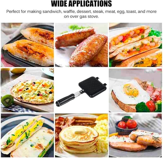 Camping Toastie Maker Baking Pan with Heat Resistant Handles, Non Stick Stovetop Toastie Maker Double Sided Multifunction Stovetop Toastie Maker for Home Outdoors Camping