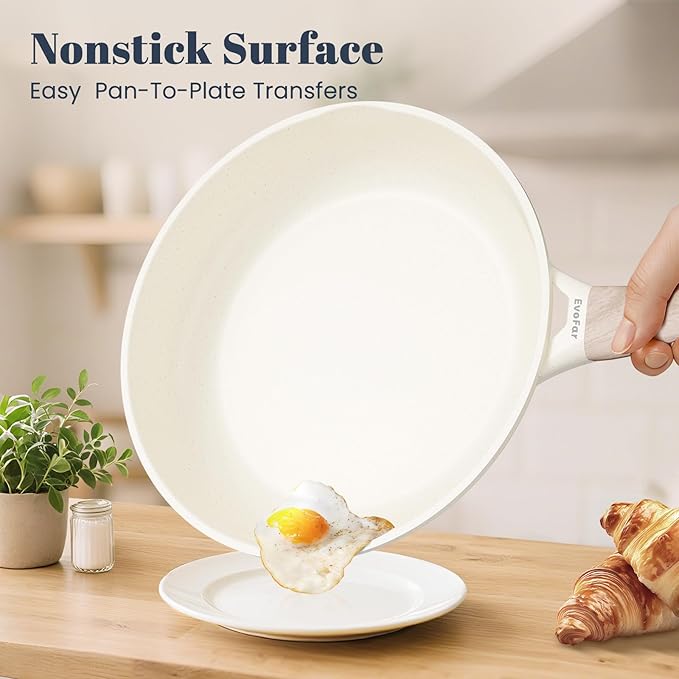 EVOFAR Granite Frying Pan, 11 Inch Non Stick Frying Pans, Lightweight Nonstick Pans for Omelets & Eggs, PFOA & PFAS Free Non-toxic Cookware Chef's Pan, Induction Compatible Fast & Even Heat Skillet