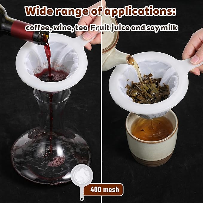 Ultra-Fine Nylon Mesh Strainer 5.51 Inch, Plastic Sieve Fine Mesh with Handle, Kitchen Food Yogurt Mesh Sieve, Mini Brine Shrimp Separation for Filtering Juice Milk Soy Coffee Honey Wine (400 mesh)