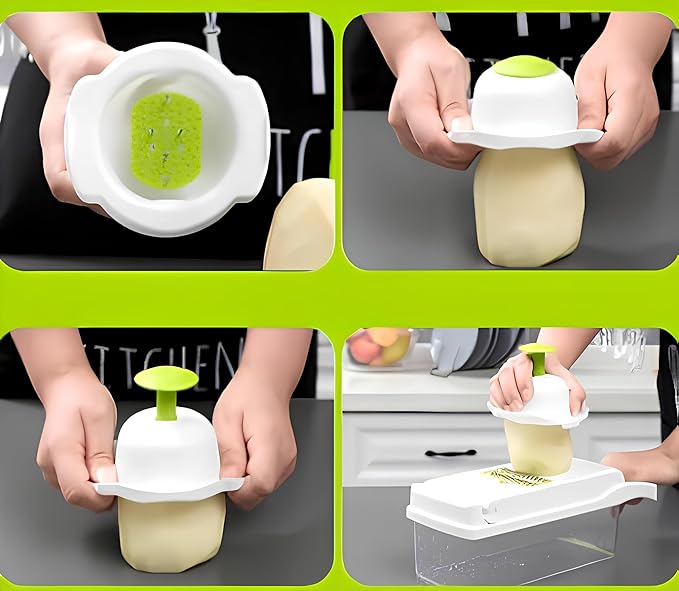 All-in-One Vegetable Chopper and Spiralizer Food Chopper with Container, Fruit Slicer, House Essentials, Kitchen Appliances & Gadgets