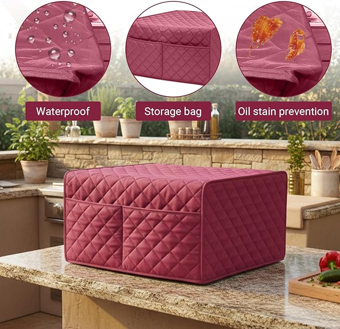 Becony Convection Toaster Oven Cover - Smart Microwave Oven Protector Waterproof Dustproof and Stain Resistant,Outdoor Kitchen Accessories(Red)