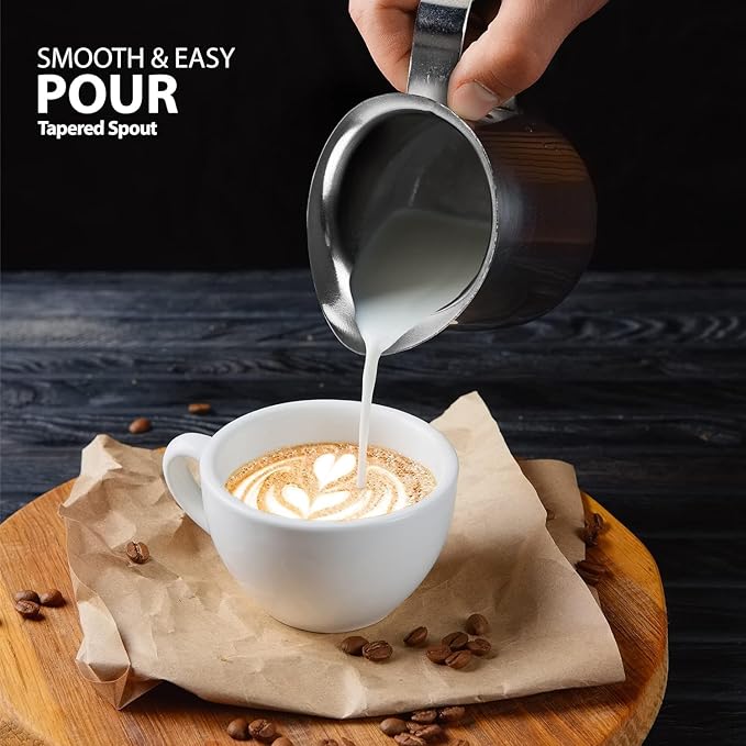 EHOMEA2Z Stainless Steel Bell Creamer Espresso Shot Frothing Pitcher Cup Latte Art (4, 8 Oz)