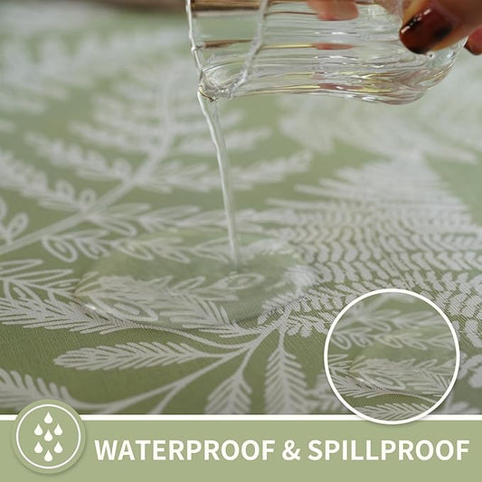 Rectangle Table Cloth,100% Waterproof Tablecloth Oil Proof Spill Proof Vinyl Table Cloth, Wipe Clean Plastic Table Cover for Dining, Camping, Indoor and Outdoor 54" x 78",Green Leaves