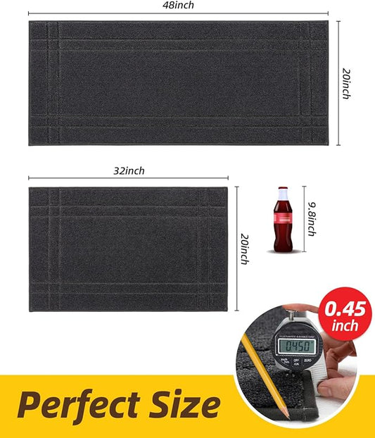 JSEI Kitchen Mats for Floor, Non-Slip Kitchen Rugs, Soft Washable Absorbent Kitchen Mats 2 PCS, Kitchen Runner Rug with TPR Backing, Polyester, 20"x32"+20"x48", Dark Grey
