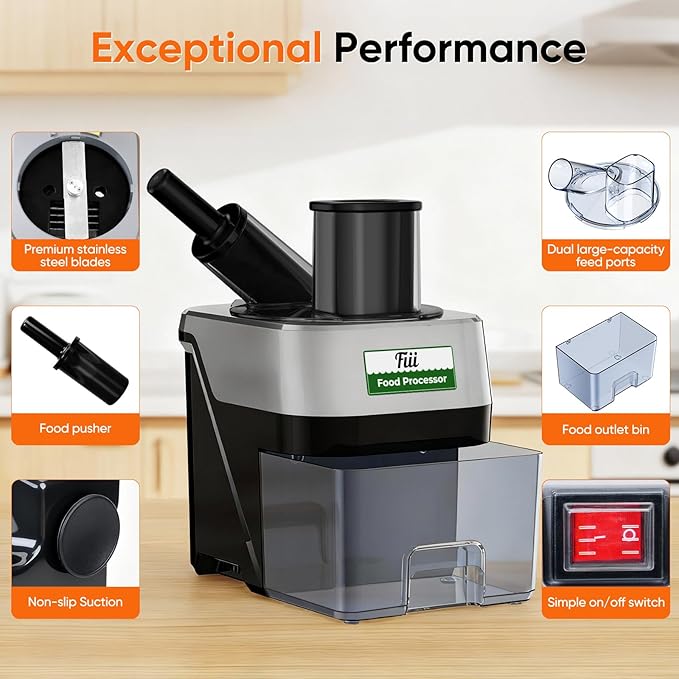 5-in-1 Electric Vegetable Chopper, Commercial Food Dicer - Multifunctional Vegetable Cutter Processor with Dual Feed Chutes for Dicing, Slicing, Grating and Julienning