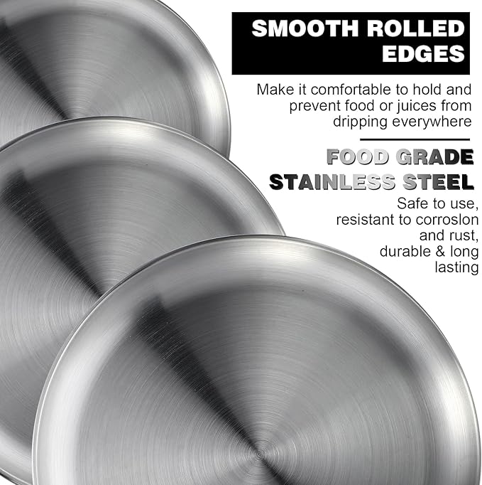 wutfuooo 8 Pieces 12 Inch Pizza Pans Bulk Stainless Steel Sets Round Bakeware Pizza Trays for Oven Kitchen Baking Home Restaurant Safe Sturdy Reusable Easy Clean