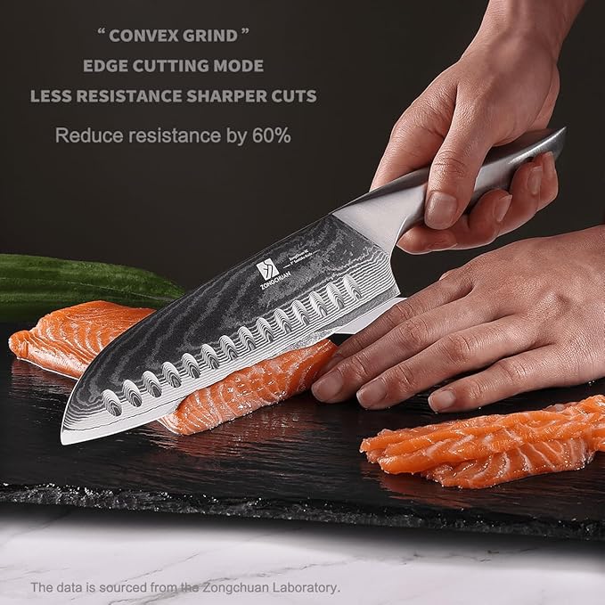 9C Damascus Steel chef knife,7 Inch Kitchen Knife Ultra Sharp Santoku Knife - 9CR18MOV Japanese Chefs Knife, Kitchen Gadgets 2024, cooking Gifts with Love's Gift Box