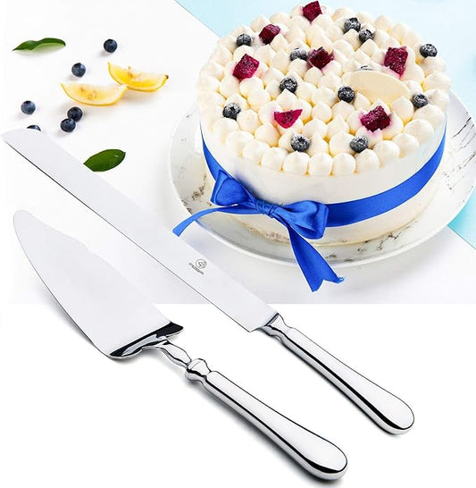 OTW PAVILION 2 Piece Wedding Cake Knife and Server Set,18/10 Stainless Steel Cake cutting Set Pie Server Cake Cutter Knife for Birthday,Anniversary,Holiday,Baby Shower,Party