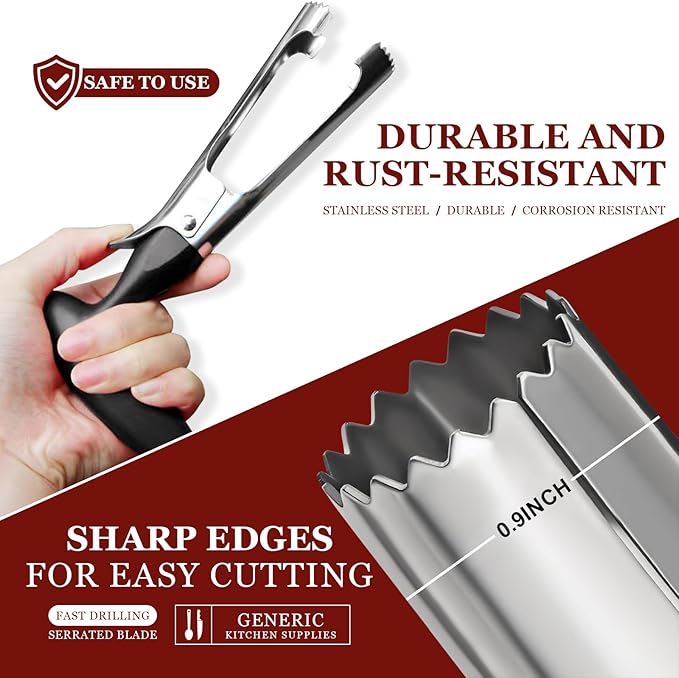 Stainless Steel Apple Corer Tool - Easy Push Design for Quick Coring, Non-Slip Handle - Fruit & Vegetable Seed Remover, Dishwasher Safe (Black)