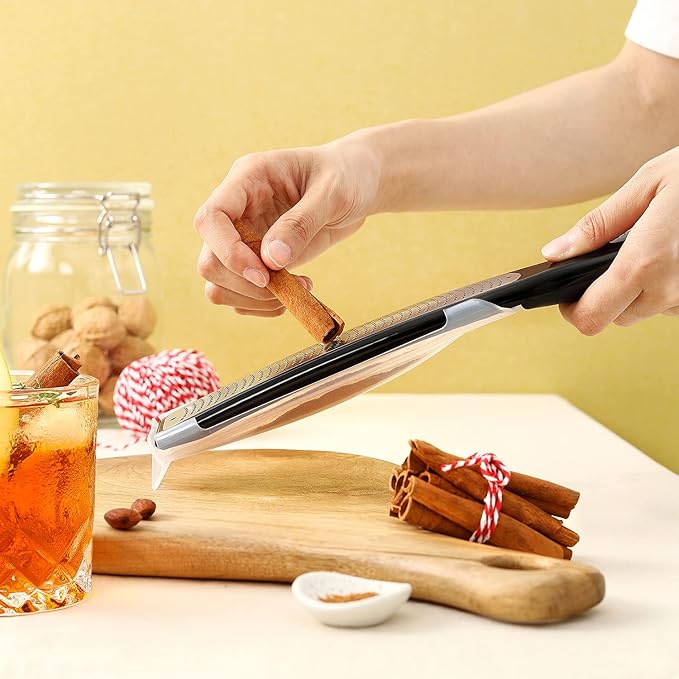 Spring Chef Premium Handheld Zester/Fine Grater, Black & Stainless Steel Rectangular Measuring Spoons, Set of 7-2 Product Bundle