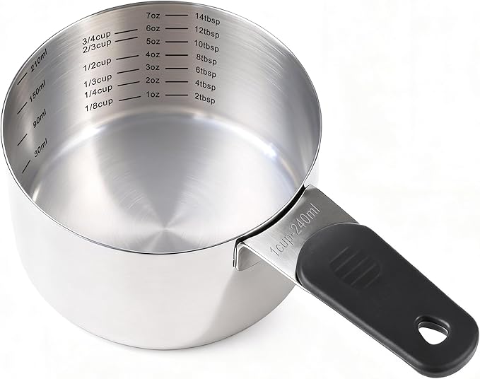 1 Cup(240ml) Stainless Steel Measuring Cup with Magnetic Handle and Inner Measuring Marks-1 PCS
