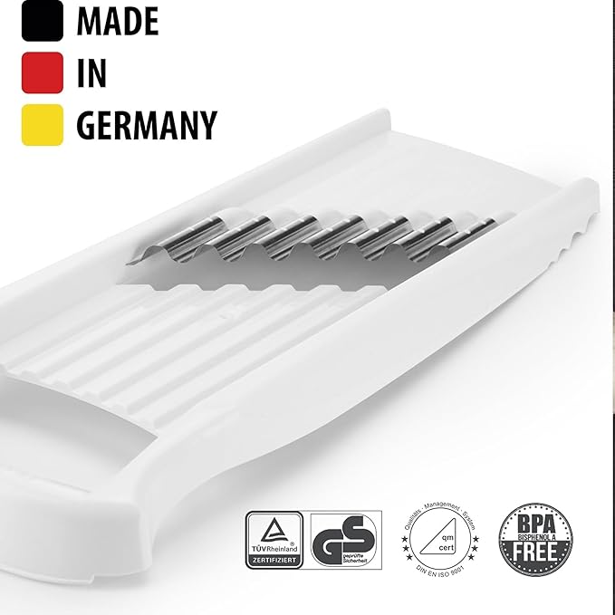 Börner by Reston Lloyd Wave-Waffle XXL Power Line • Crinkle Cut/Spirelli Vegetable Slicer • Slicer for Wave Waffle Cut Vegetables • Wavy French Fries • Made in Germany, White