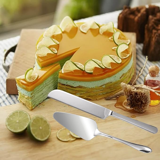 KSENDALO Wedding Cake Knife and Server Set, Cake Server Set for Hotel Weddings, Celebrations, and Birthdays, Mirror Finish, Heavy Duty and Classy Pie Pastry Cake Cutting Servers