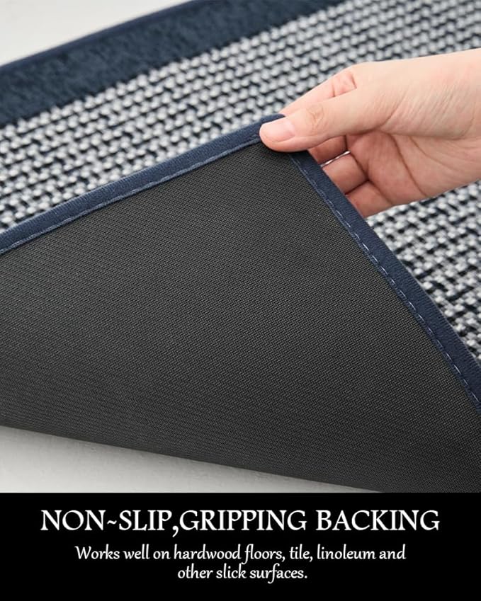 PADOOR Kitchen Mats for Floor, Kitchen Rugs Non Slip Washable, Rubber Backed Kitchen Runner Super Absorbent Long Kitchen Floor Mat Sink Rug, 20”x70” Blue