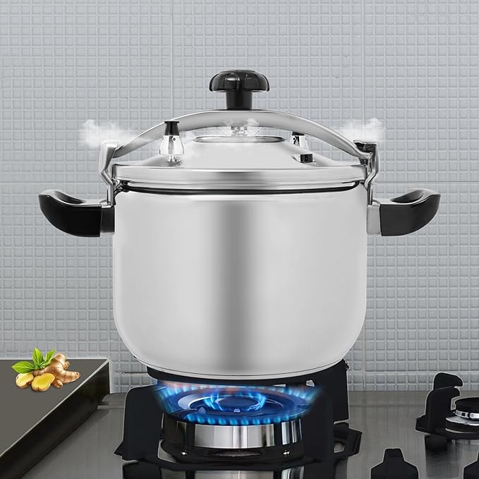 26L/6.87Gal Pressure Cooker, 201 Stainless Steel Polishing Pressure Pot 5/7/9/11/22/26/40L 50Kpa High Safety Large Capacity Pressure Cooker with Easy Lock Lid Dishwasher Safe (26L/27.47Qt)
