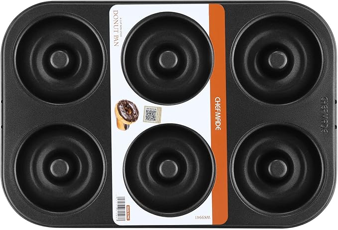 CHEFMADE Donut Pan, Nonstick 6 Cavity Ring Begal Pan Doughnut Baking Pan