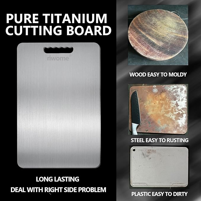 Titanium Cutting Board For Kitchen-Cutting Board Double Side Food Grade,Pure Cut Titanium,Durable Dishwasher Safe Easy to Clean Medium Size (14''Lx10''W)