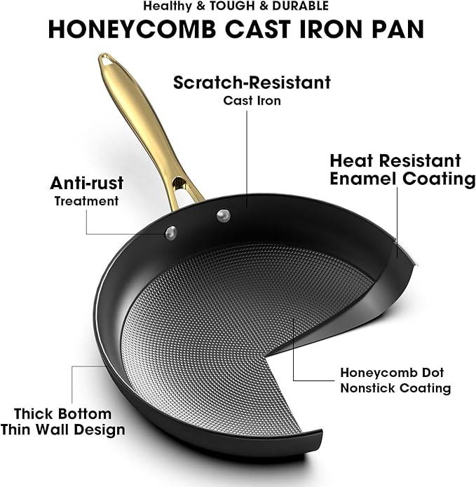 imarku Non Stick Frying Pans, Cast Iron Skillets 2Pcs - 8 inch & 12 Inch Nonstick Frying Pan, Long Lasting Frying Pan Set, Professional Frying Pans Nonstick Oven Safe Pan, Best Gifts for Women Men