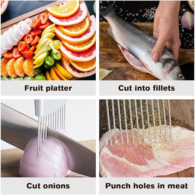 2024 Upgraded Onion Holder for Slicing, Stainless Steel Onion Slice Holder Lemon Slicer Vegetable Cutter, Home Kitchen Tools Onion Holder for Slicing, Meat, Onion, Potato, Tomato (A-2Pcs)
