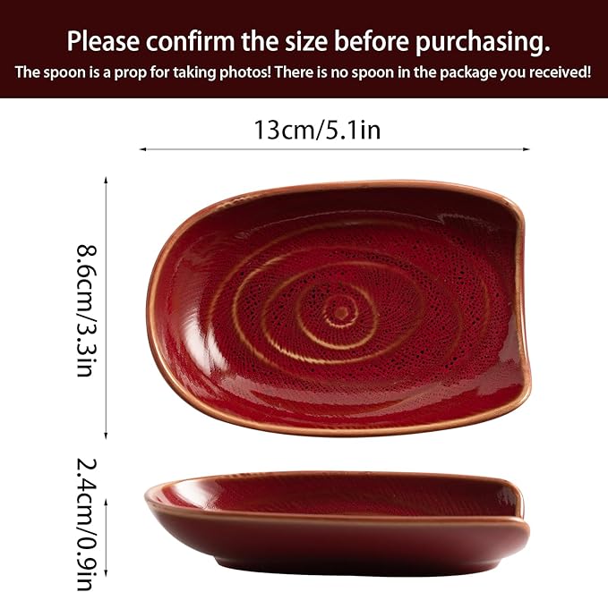 Ceremic Spoon Rest for Stove Top, Spoon Holder for Kitchen Counter, Coffee Spoon Rest, Cooking Utensil Rest for Ladles, Kitchen Decor, Housewarming Gifts, 1 pack (red)