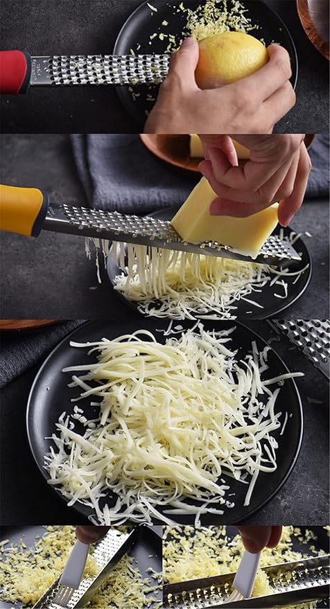 LoBake(LoBake) 3 Designs Toothed Striped Multifunctional Stainless Steel Lemon Zester Cheese Chocolate Ginger Grinder Fruit Grater Kitchen Tool (Small Toothed)
