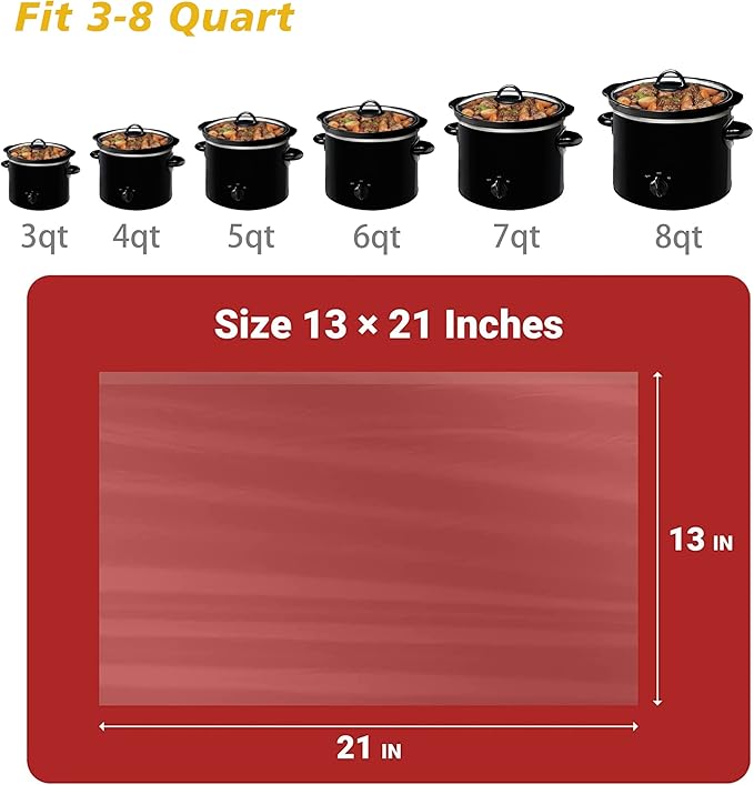 Slow Cooker Liners (30 Liners), 13" × 21" Crock Pot Liners Fit 3-8 Quarts, Disposable Cooking Bags Suitable for Oval & Round Pot, BPA Free,30 count